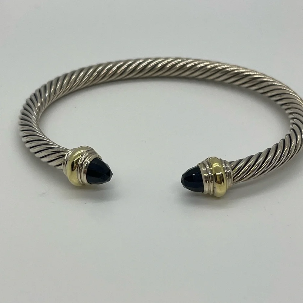 David Yurman Classic Cable Bracelet in Sterling Silver with 14k Yellow Gold - Picture 1 of 12